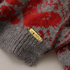GF Ferre Red Grey Knitted Wrap Warmer Womens Shawl Scarf