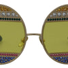 Dolce &amp; Gabbana – DG2209B – Sonnenbrille mit ovalen Metallkristallen in Gold