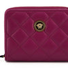 Versace Purple Nappa Leather Bifold Zip Around Wallet