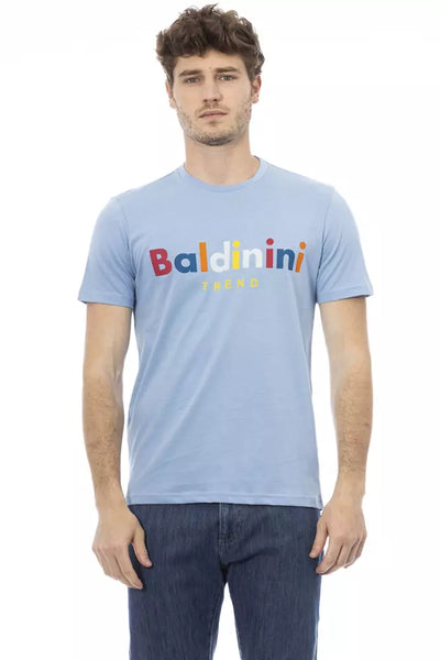 T-shirt homme en coton bleu clair Baldinini Trend