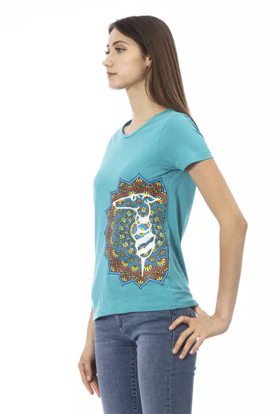 Trussardi Action Hellblaues Baumwoll-T-Shirt