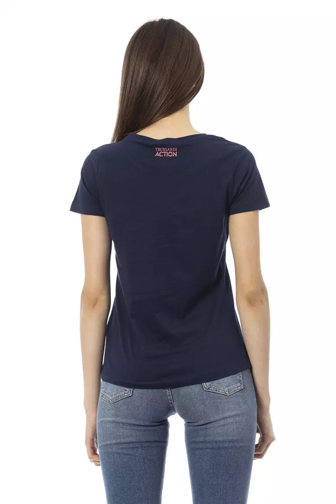 Trussardi Action Blaues Baumwoll-T-Shirt