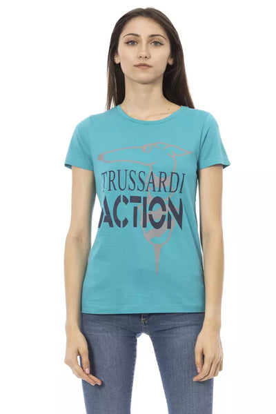 Trussardi Action Hellblaues Baumwoll-T-Shirt