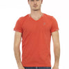Trussardi Action Orange Cotton Men V-Neck T-Shirt