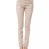 BYBLOS Beige Cotton Women Pant with Back Pocket Chain