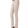 BYBLOS Beige Cotton Women Pant with Back Pocket Chain