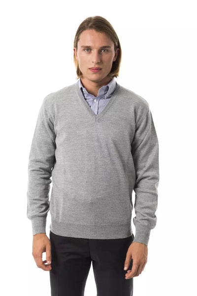 Herren-Pullover aus grauer Wolle