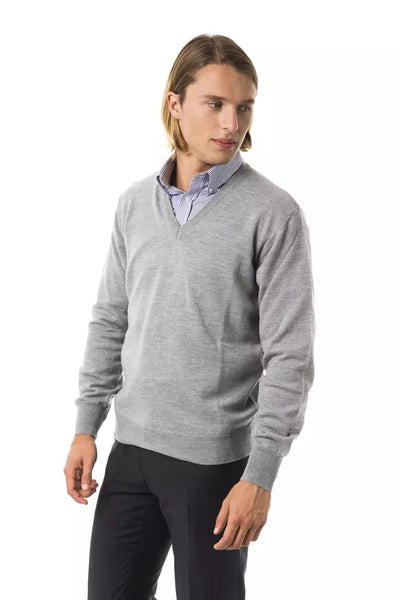 Herren-Pullover aus grauer Wolle