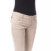 BYBLOS Beige Cotton Women Pant with Back Pocket Chain