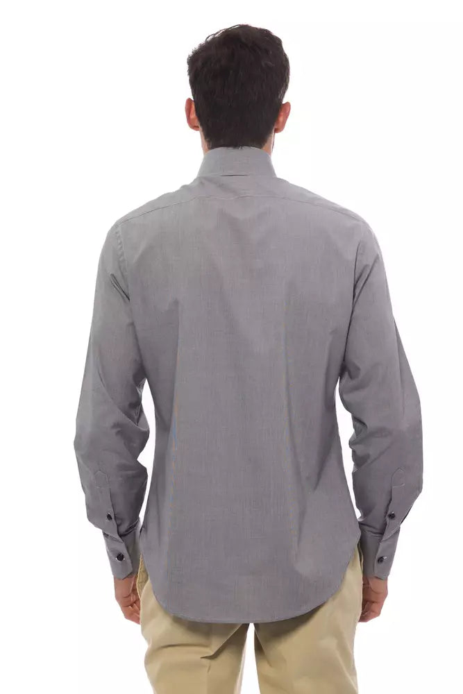 Italienisches Couture-Hemd in Schwarz-Weiß aus Baumwolle für Milliardäre