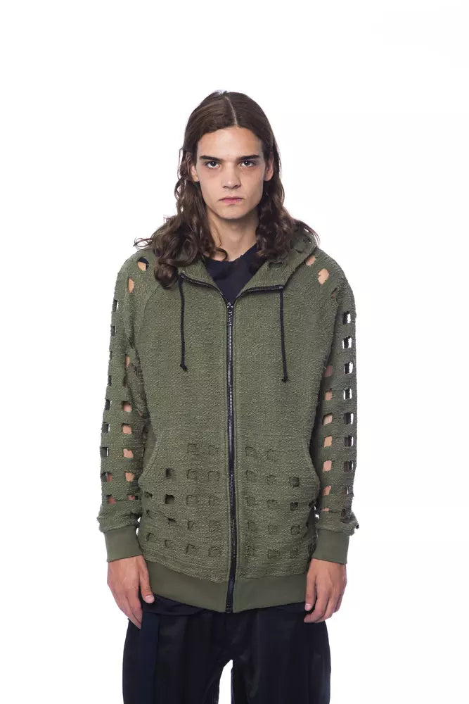 Pull en coton militaire Nicolo Tonetto pour homme avec capuche et fermeture éclair