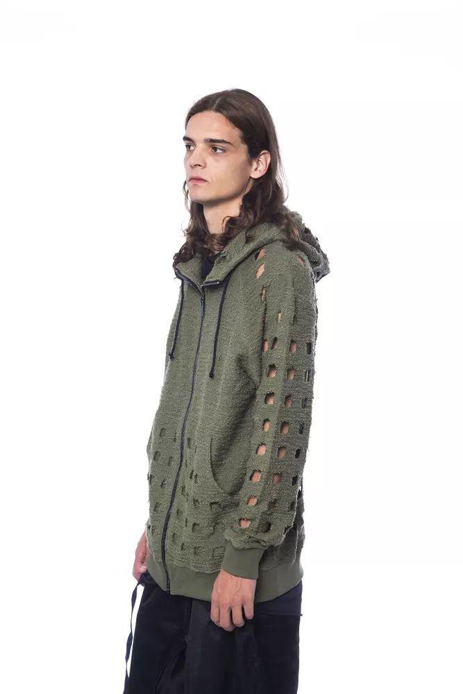 Pull en coton militaire Nicolo Tonetto pour homme avec capuche et fermeture éclair