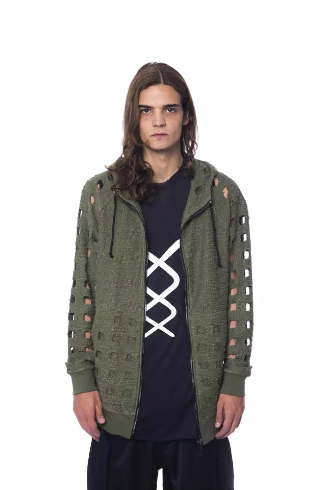 Pull en coton militaire Nicolo Tonetto pour homme avec capuche et fermeture éclair