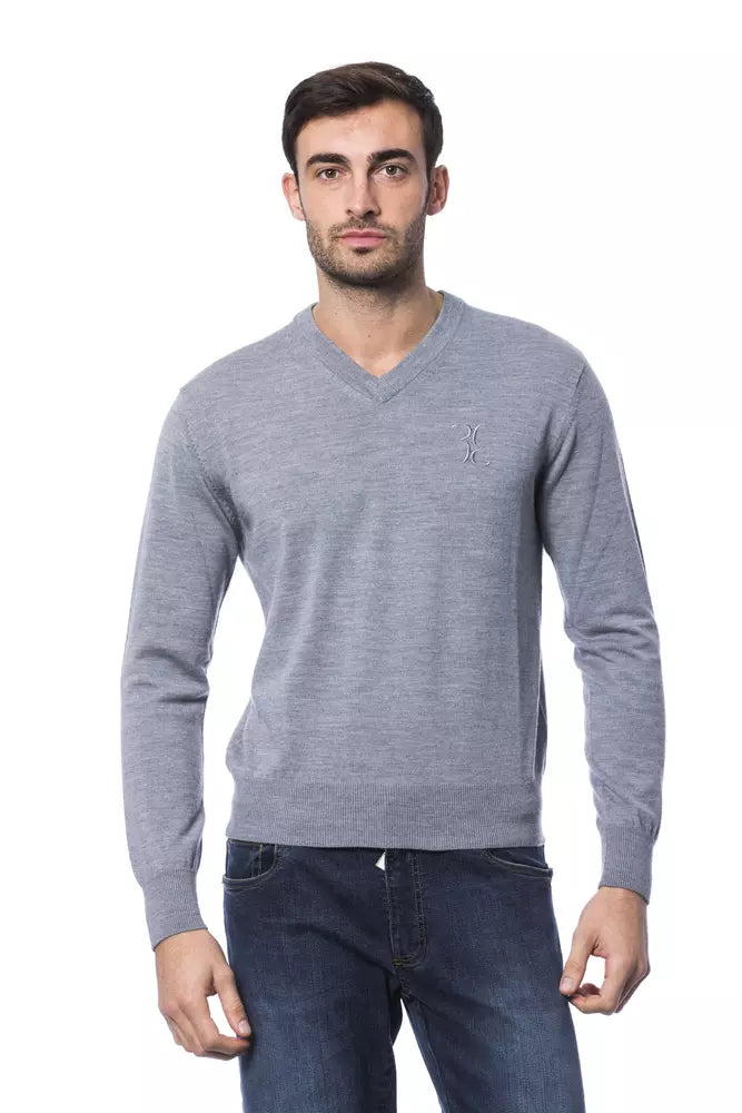 Pull homme en laine mérinos grise de la collection couture italienne Billionaire