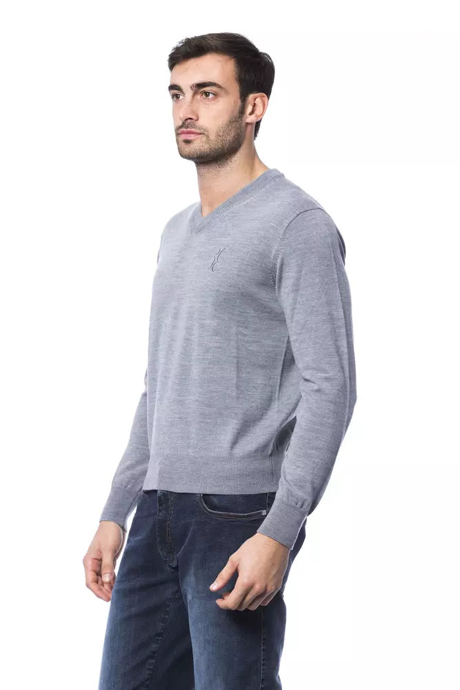 Pull homme en laine mérinos grise de la collection couture italienne Billionaire