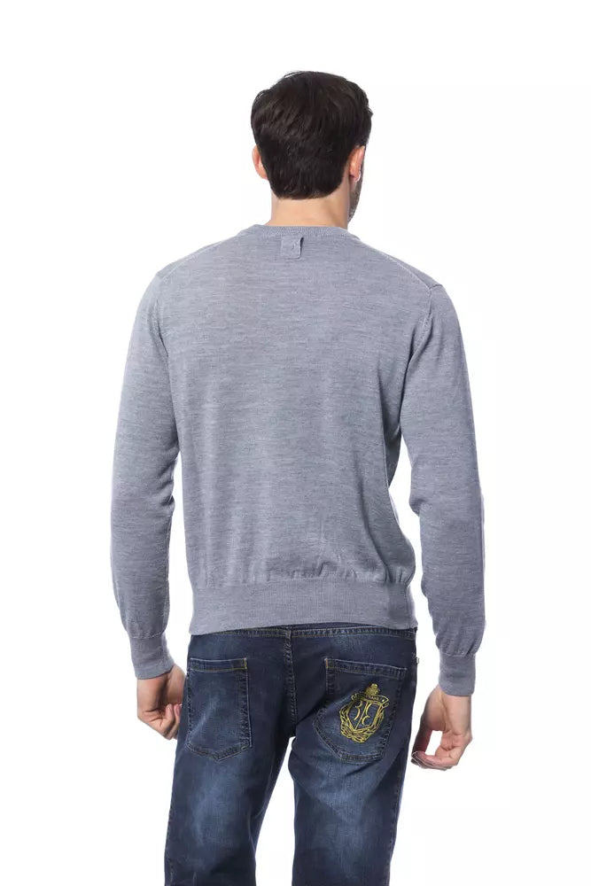 Pull homme en laine mérinos grise de la collection couture italienne Billionaire