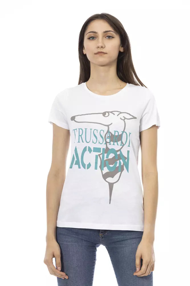 T-shirt blanc imprimé Trussardi Action Chic : un indispensable de la garde-robe estivale