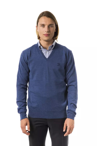 Herrenpullover aus blauer Merinowolle von Uominitaliani
