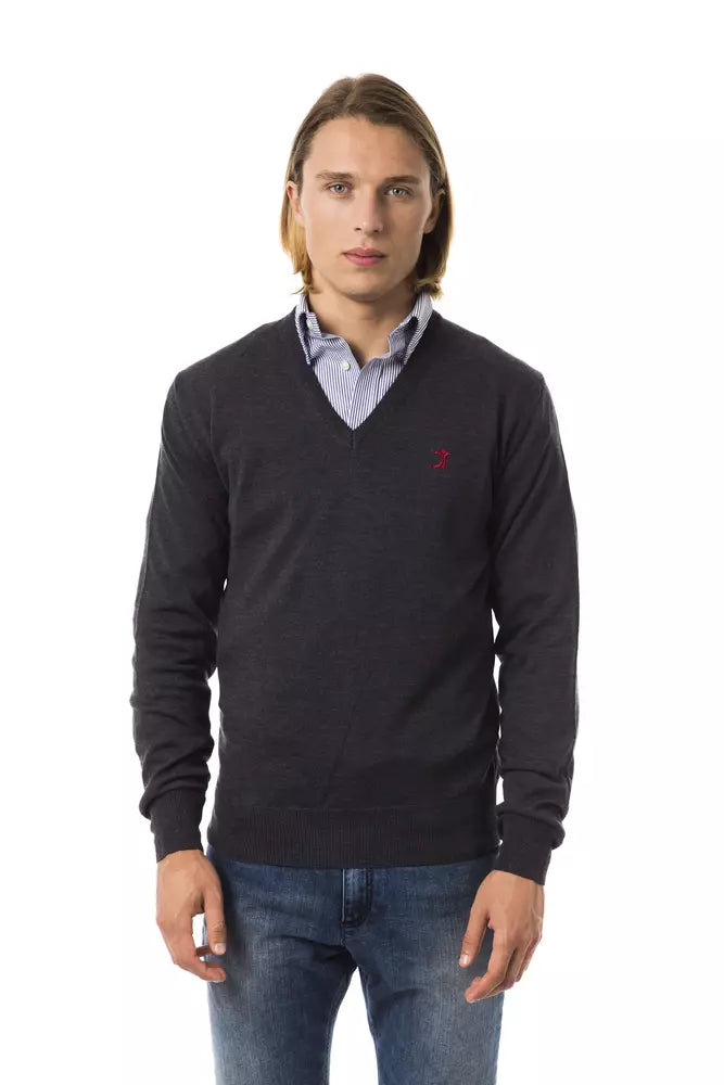 Uominitaliani Pull homme en laine mérinos gris