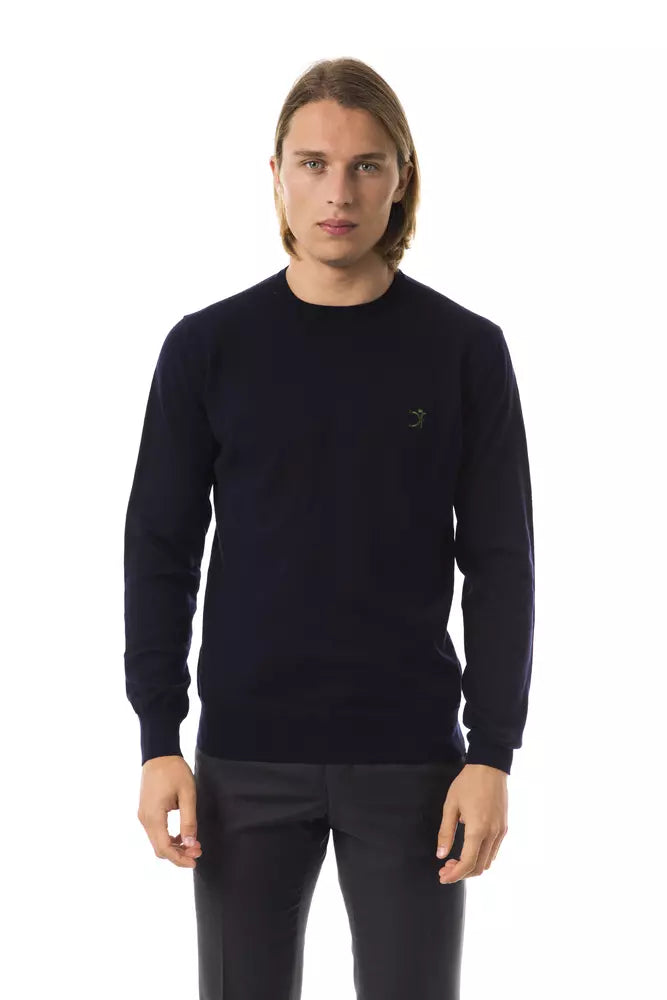 Pull homme en laine mérinos bleu Uominitaliani