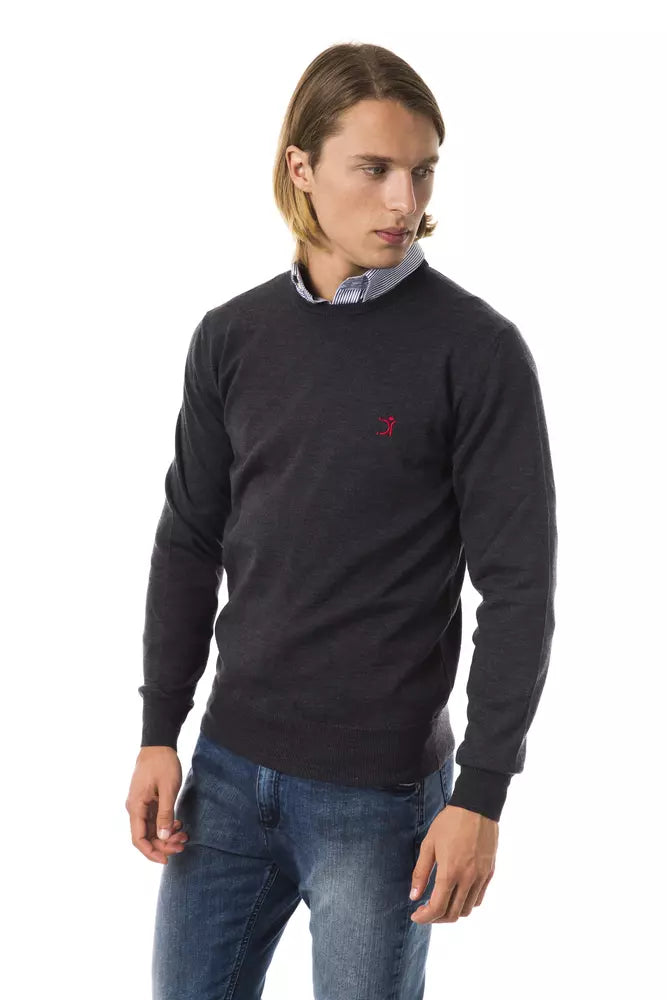 Pull homme en laine mérinos gris Uominitaliani