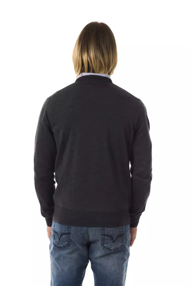 Pull homme en laine mérinos gris Uominitaliani