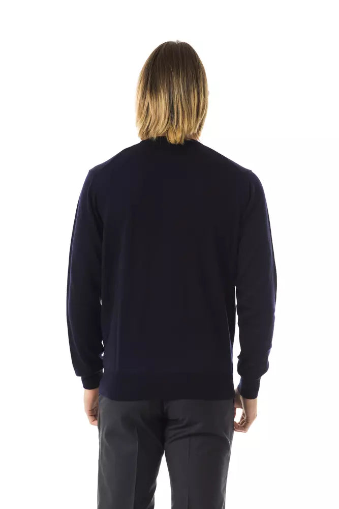 Pull homme en laine mérinos bleu Uominitaliani