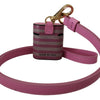 Dolce & Gabbana Pink Black Leather Strap Gold Metal Logo Airpods Case