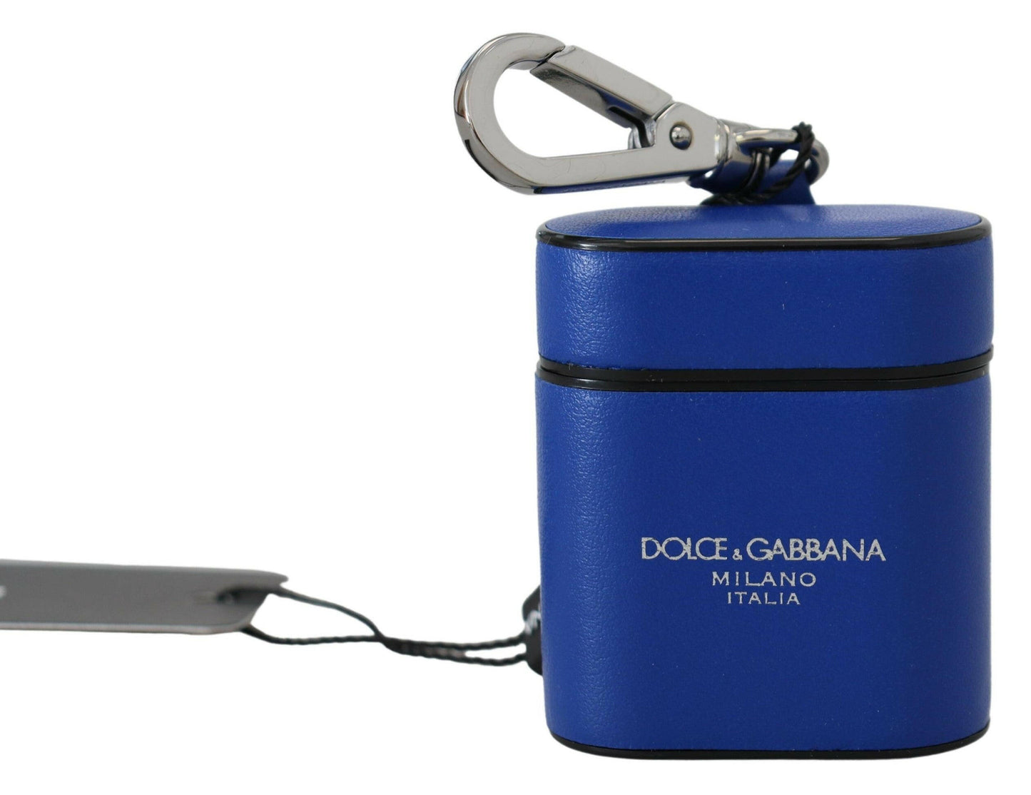 Dolce & Gabbana Blue Leather Silver Metal Logo Airpods Case