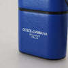 Dolce & Gabbana Blue Leather Silver Metal Logo Airpods Case