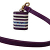 Dolce & Gabbana Purple Leather Strap Gold Metal Logo Airpods Case