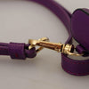 Dolce & Gabbana Purple Leather Strap Gold Metal Logo Airpods Case