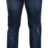 Dolce &amp; Gabbana Blaue zerfetzte Herren-Jeans aus Baumwolle