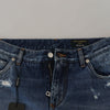 Dolce &amp; Gabbana Blaue zerfetzte Herren-Jeans aus Baumwolle