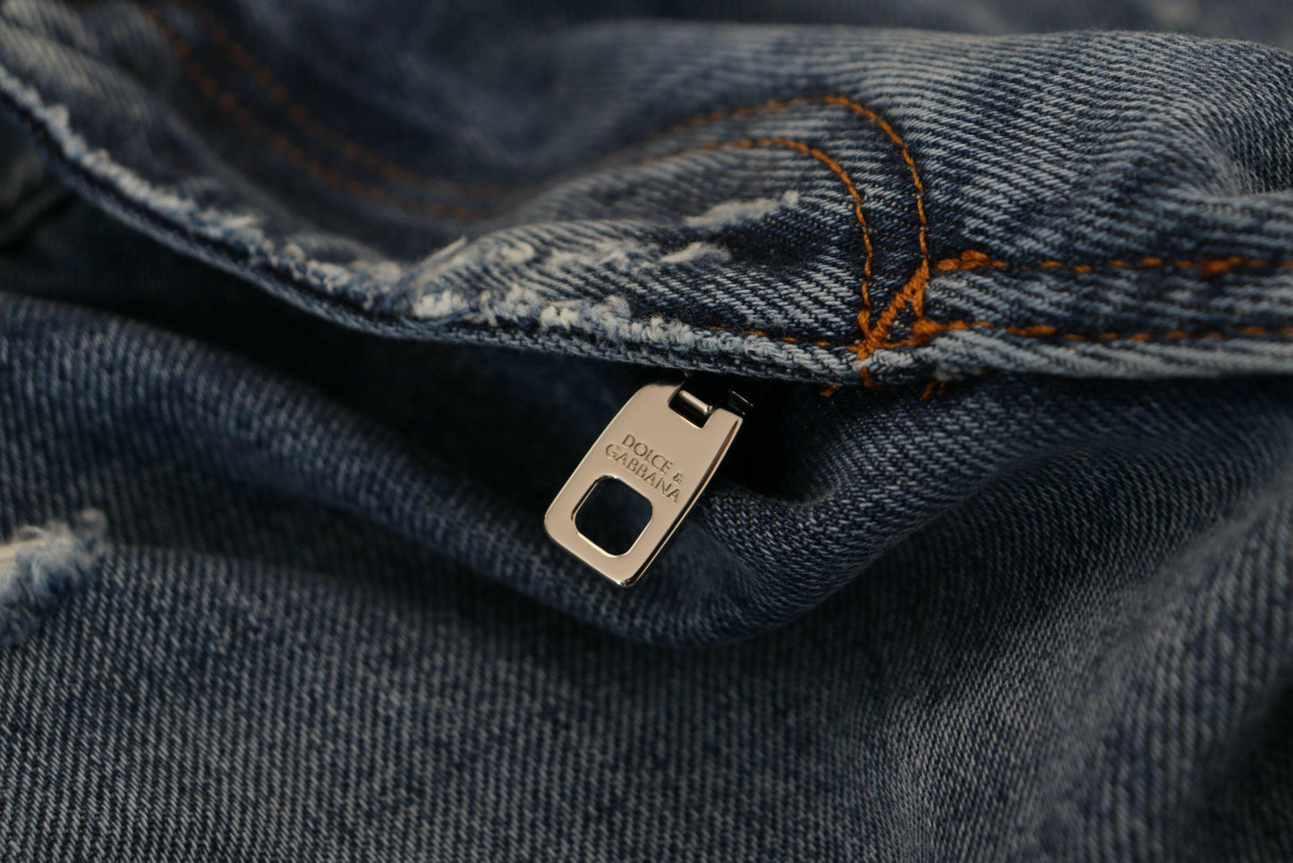 Dolce &amp; Gabbana Blaue zerfetzte Herren-Jeans aus Baumwolle