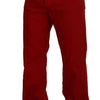Dolce & Gabbana Red Cotton Straight Fit Men Denim Jeans