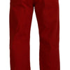 Dolce & Gabbana Red Cotton Straight Fit Men Denim Jeans