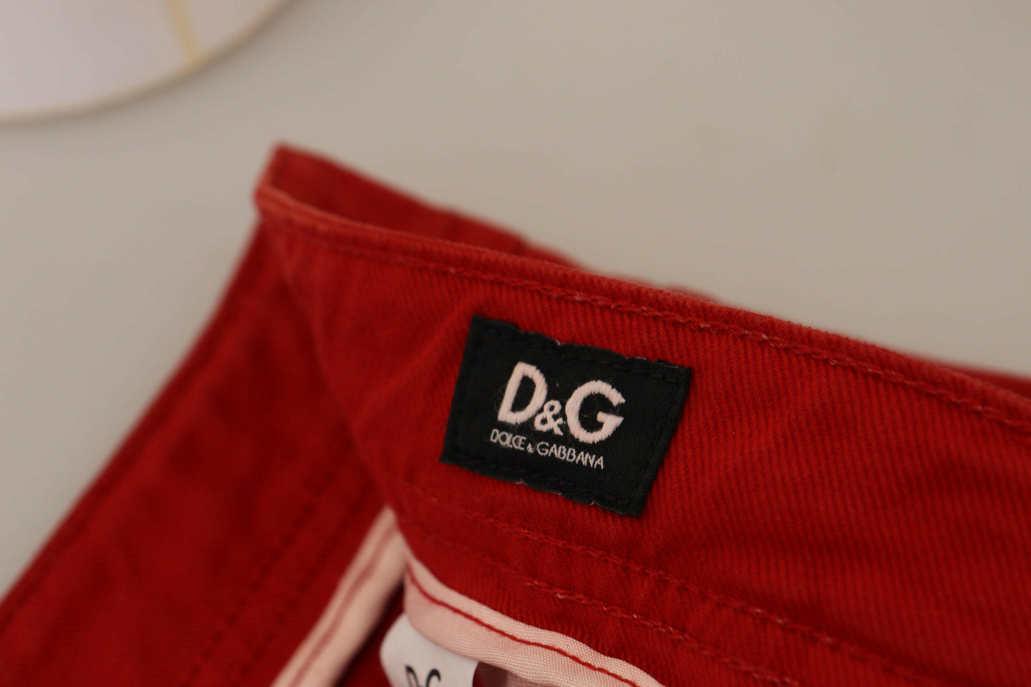 Dolce & Gabbana Red Cotton Straight Fit Men Denim Jeans