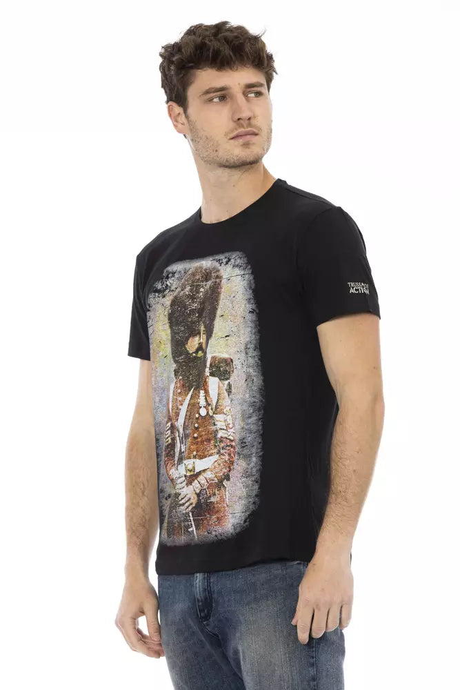 Trussardi Action Schwarzes Baumwoll-T-Shirt
