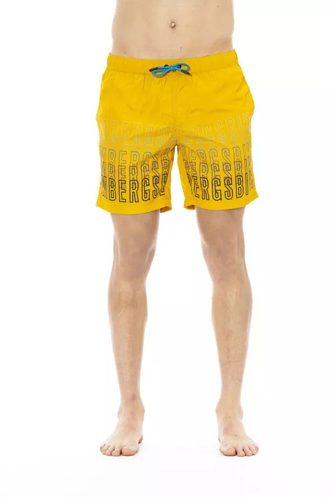 Short de bain Bikkembergs jaune en polyester pour homme