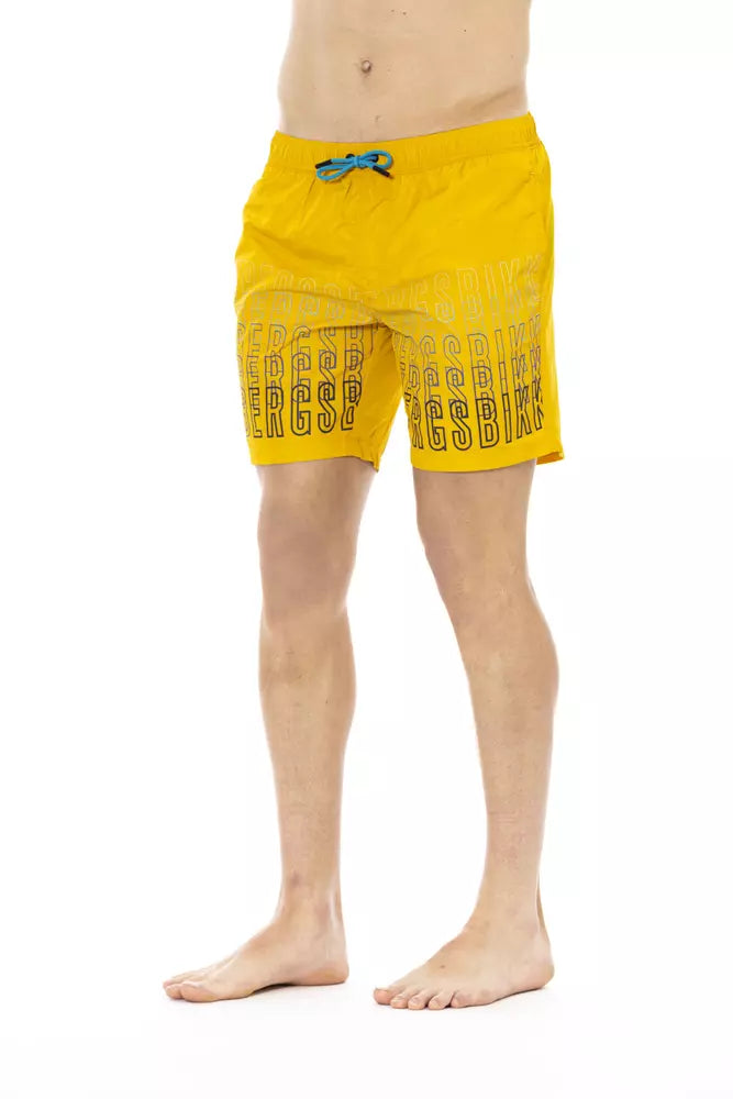 Short de bain Bikkembergs jaune en polyester pour homme