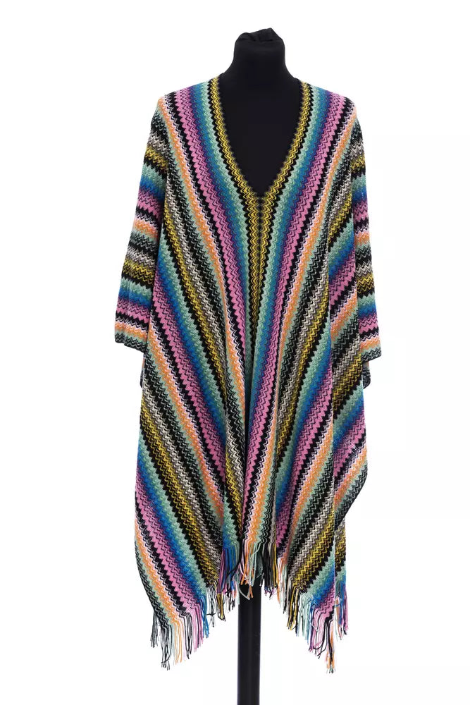 Poncho femme en laine multicolore Missoni