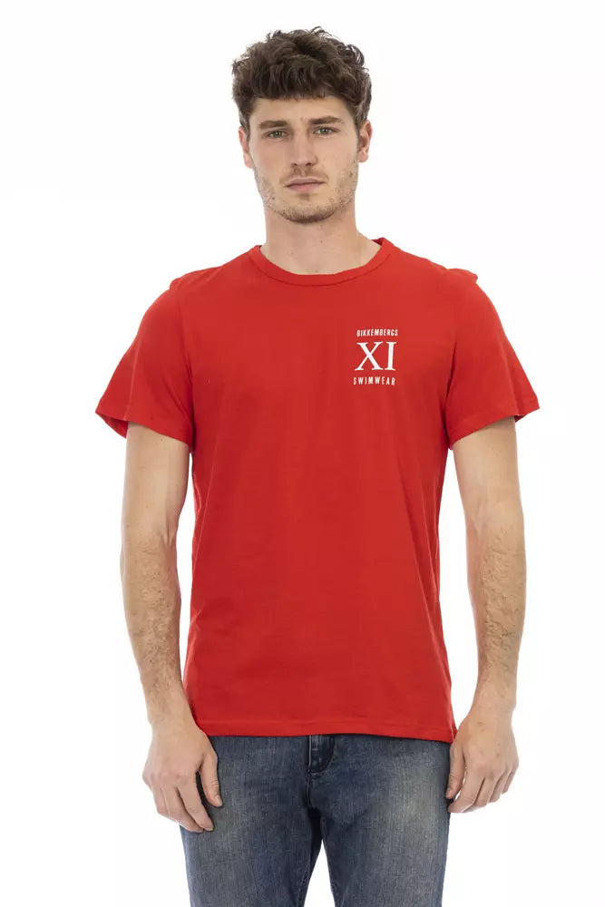 T-shirt homme en coton rouge Bikkembergs