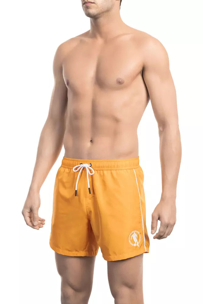 Short de bain homme en polyester orange Bikkembergs