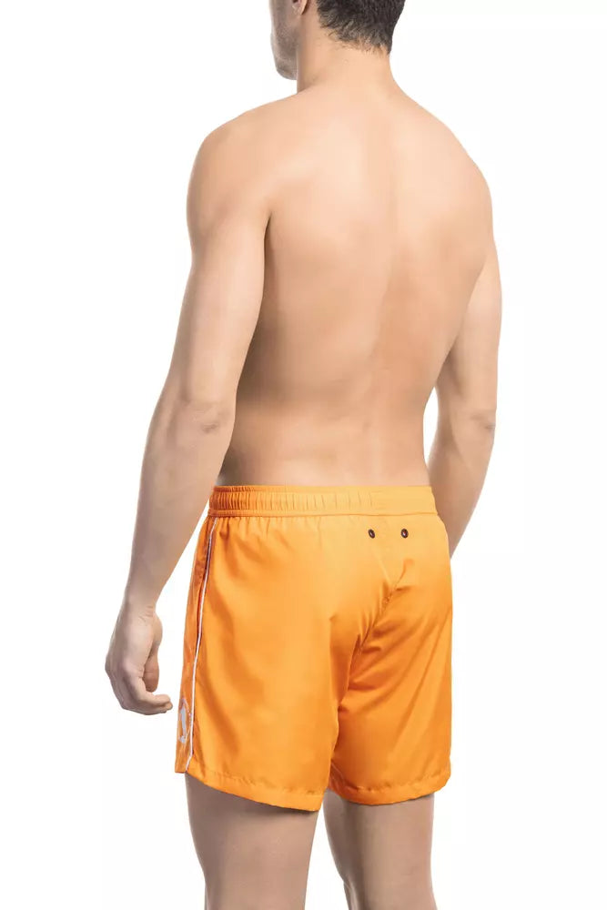 Short de bain homme en polyester orange Bikkembergs
