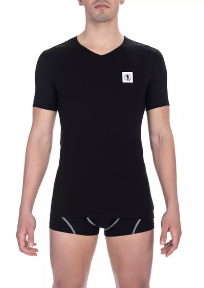T-shirt homme en coton noir Bikkembergs