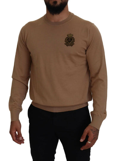 Pull ras du cou en cachemire beige Dolce &amp; Gabbana