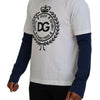 Dolce & Gabbana White Blue DG Crown Pullover Sweater