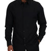Dolce & Gabbana Black Gold Cotton Slim Fit Dress Mens Shirt