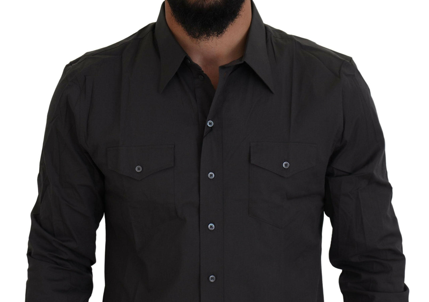 Dolce &amp; Gabbana Graues Slim Fit Stretch-Hemd SICILIA